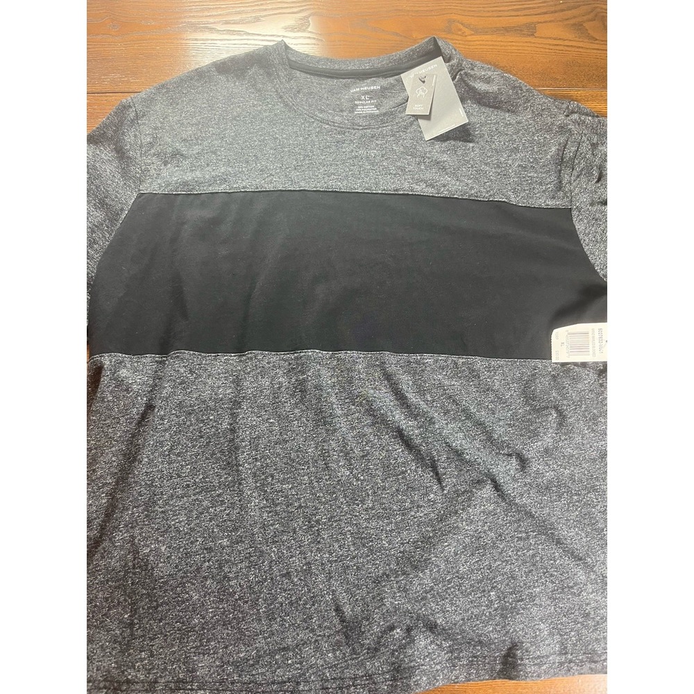 NEW Van Heusen Men's Black Gray Color block T-Shirt Regular Fit Size XL NWT